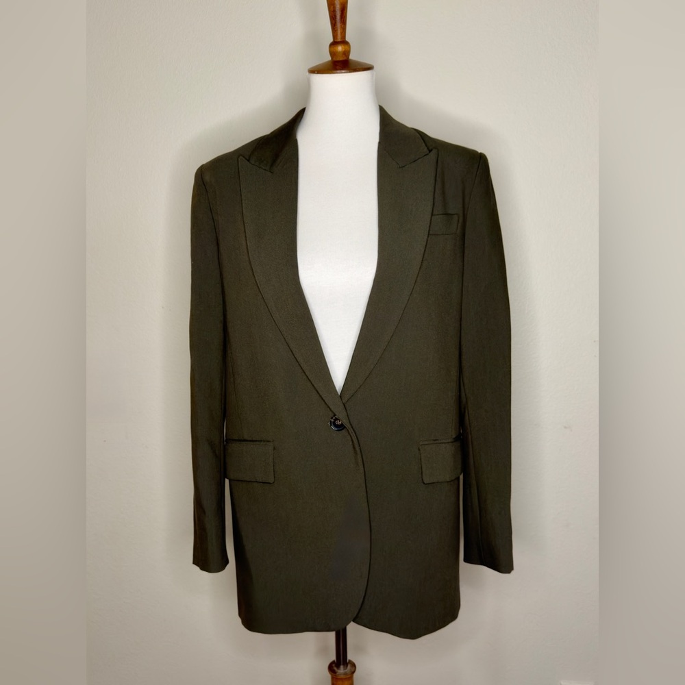 Zara Dark Green Blazer with Satin Lining NWT S